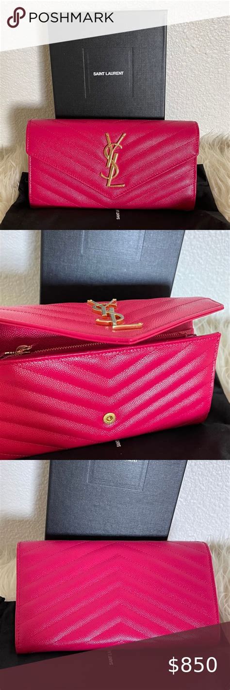 pink metallic ysl wallet|YSL zipper wallet.